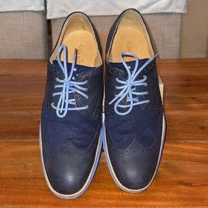 Cole Haan Mens Lunargrand Blazer Blue Long Wingtip Oxford Derby 10.5